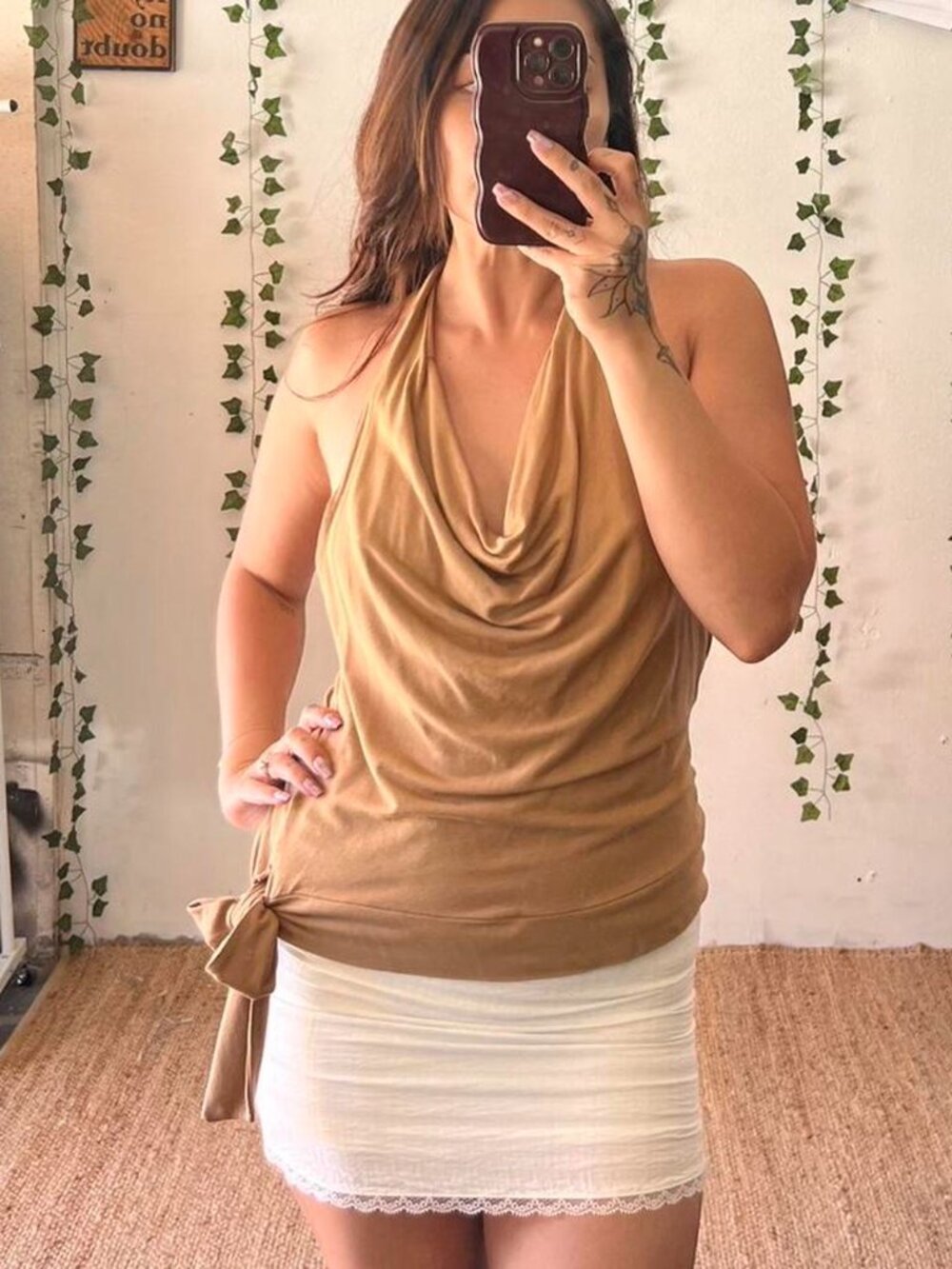 Vintage Y2K Wet Seal cowl neck halter top with tie on side